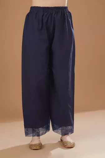 Royal blue chanderi anarkali set