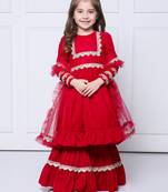 Magenta velvet suit with sharara