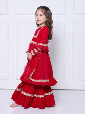 Magenta velvet suit with sharara 2