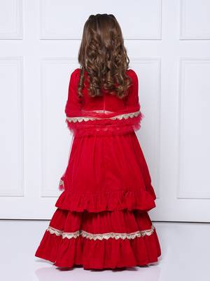 Magenta velvet suit with sharara 3