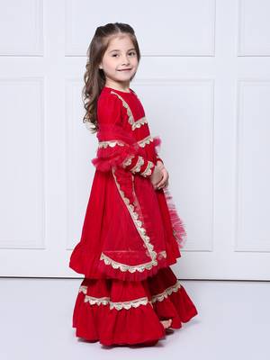 Magenta velvet suit with sharara 4