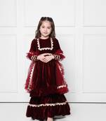 Maroon velvet suit with sharara