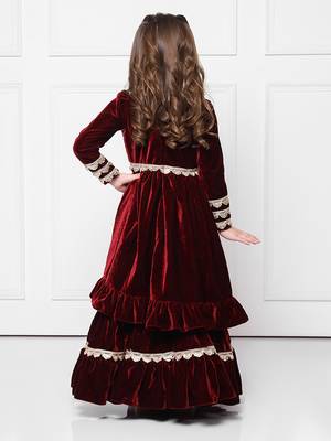 Maroon velvet suit with sharara 3