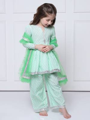 Neon green suit with dupatta 1
