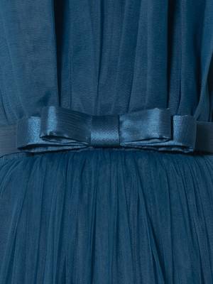 teal sleeveless solid tiered party gown 5