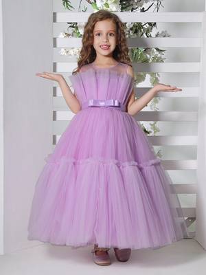lilac sleeveless solid tiered party gown 1