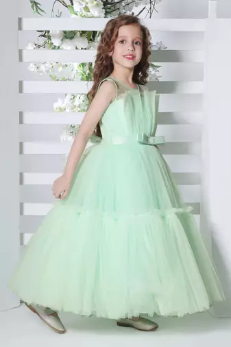 sea green sleeveless solid tiered party gown