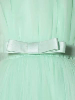 sea green sleeveless solid tiered party gown 5