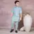 sky blue self design viscose kurta pyjama and jacket set for boys