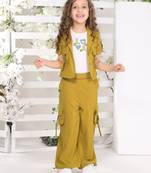 olive embriodered with solid jacket coord set