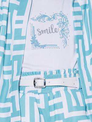 blue 3/4th sleeves all over printed coord set 5