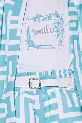 blue 3/4th sleeves all over printed coord set
