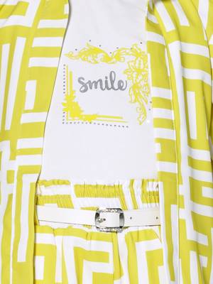 lemon yellow 3/4th sleeves all over printed coord set 5