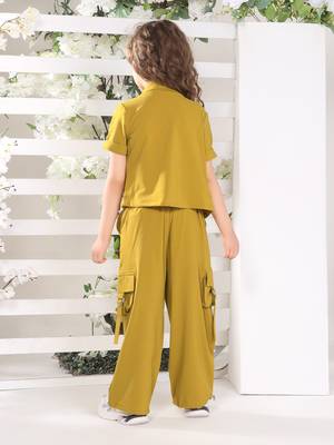 olive embriodered with solid jacket coord set 4