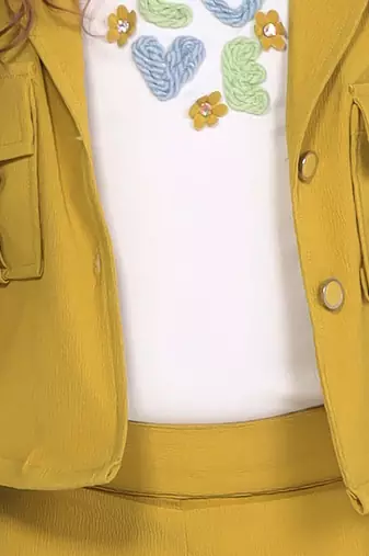 olive embriodered with solid jacket coord set