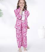 pink 3/4th sleeves all over printed coord set