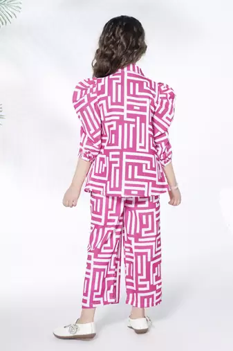 pink 3/4th sleeves all over printed coord set