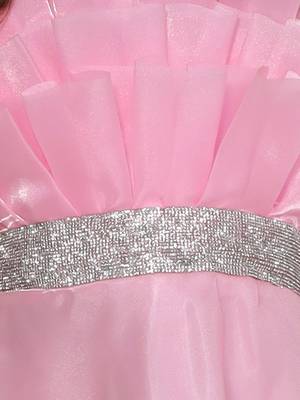 Line silver studded belt organza gown for girls pink a 5