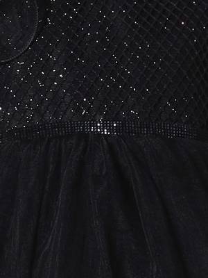 black double layer frilled party net gown for girls 5