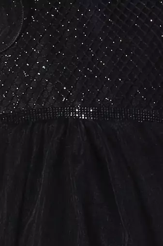 black double layer frilled party net gown for girls