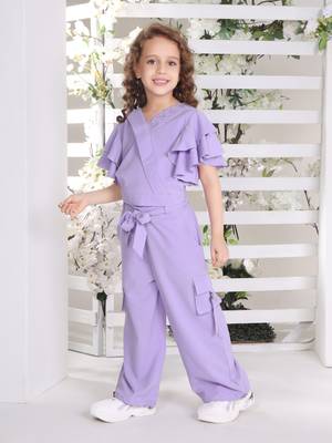 lilac bell sleeves wrap style solid embriodered coord set 2