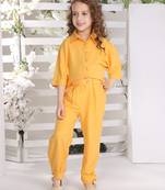 yellow 3/4th batwing sleeves solid coord set