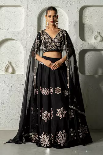 Black Mirror Work Lehenga Set