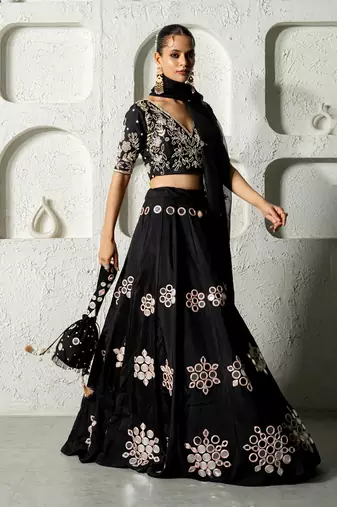 Black Mirror Work Lehenga Set