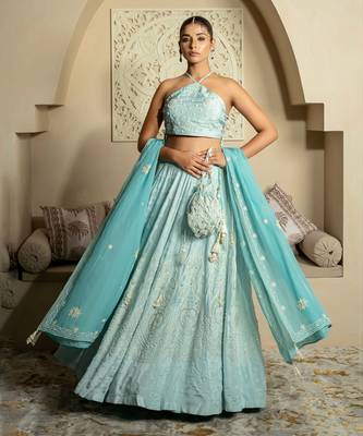Firozi Pearl Work Lehenga Set 1