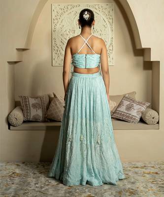 Firozi Pearl Work Lehenga Set 2