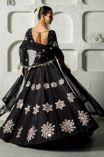 Black Mirror Work Lehenga Set