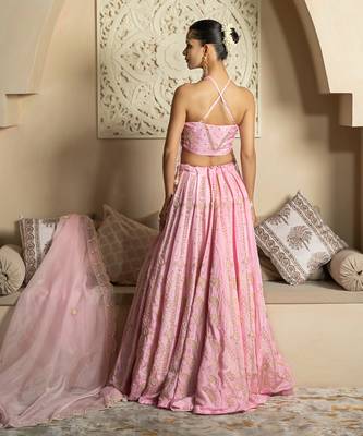 Baby Pink Pearl Work Lehenga Set 2