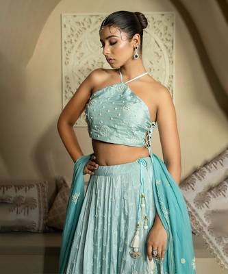 Firozi Pearl Work Lehenga Set 5