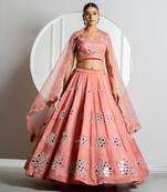 Onion Color Mirror Work Lehenga Set