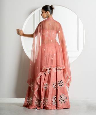 Onion Color Mirror Work Lehenga Set 5