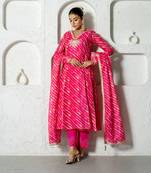Hot pink kota doriya anarkali set