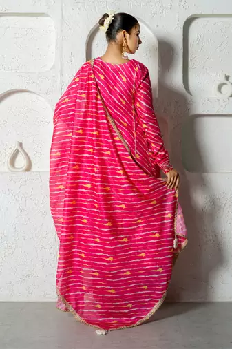Hot pink kota doriya anarkali set