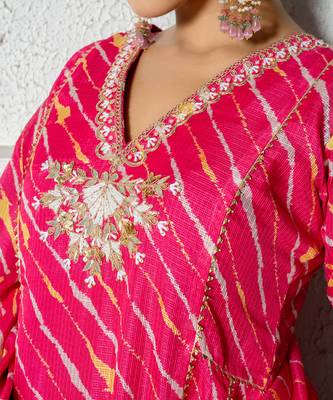 Hot pink kota doriya anarkali set 4