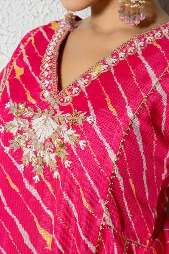 Hot pink kota doriya anarkali set