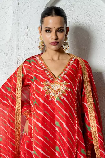 Red kota doriya anarkali set