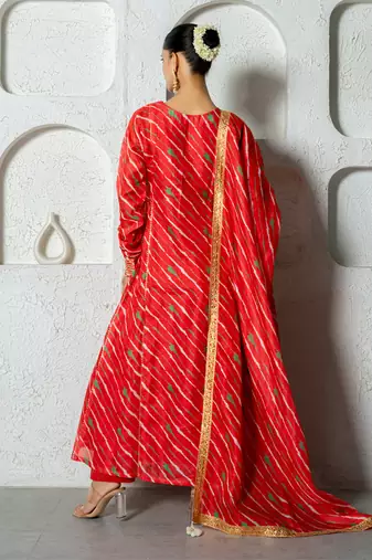 Red kota doriya anarkali set