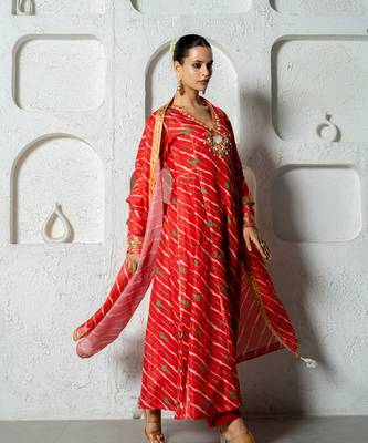 Red kota doriya anarkali set 5