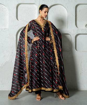 Yellow chanderi anarkali set 1