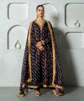 Yellow chanderi anarkali set 2