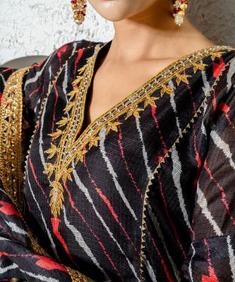 Yellow chanderi anarkali set 3