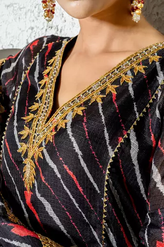 Yellow chanderi anarkali set