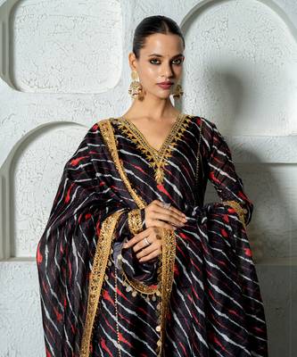 Yellow chanderi anarkali set 4
