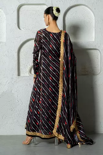 Yellow chanderi anarkali set