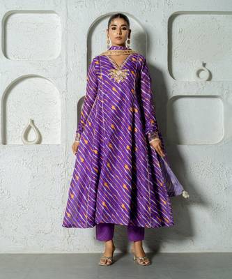 Hot pink kota doriya anarkali set 1