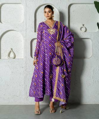 Hot pink kota doriya anarkali set 2